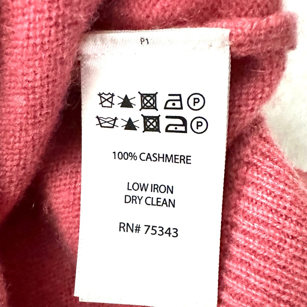 Tahari 100% Cashmere L V-Neck Sweater Pink Coral Oversized Drop Shoulder Large - Picture 8 of 10
